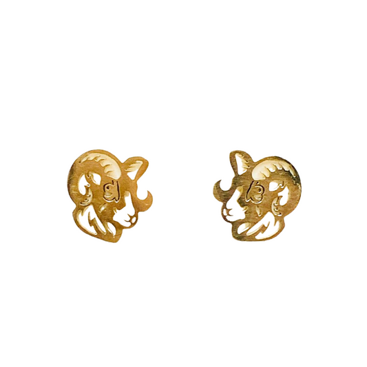 Gold Ram Stud Earrings