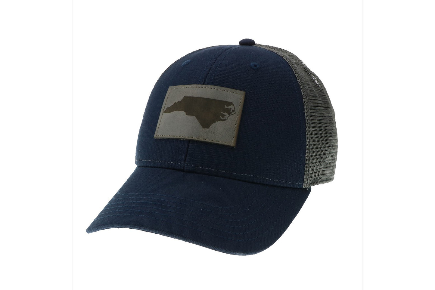Legacy Engraved Leather North Carolina State Silhouette Navy Trucker Hat