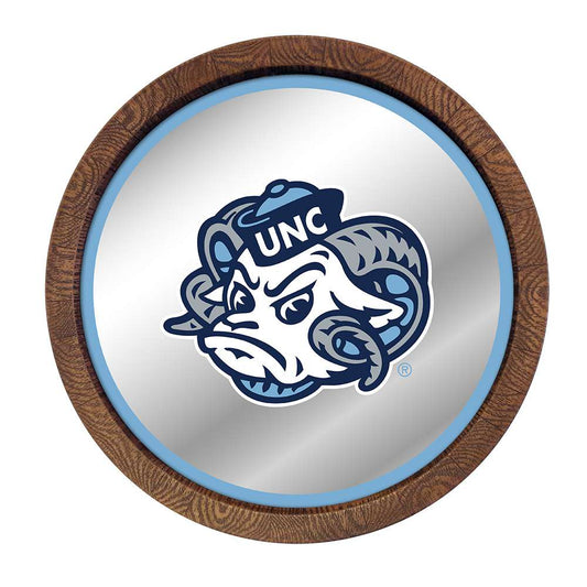 North Carolina Tar Heels: Mascot - "Faux" Barrel Top Mirrored Wall Sign Carolina Blue Edge