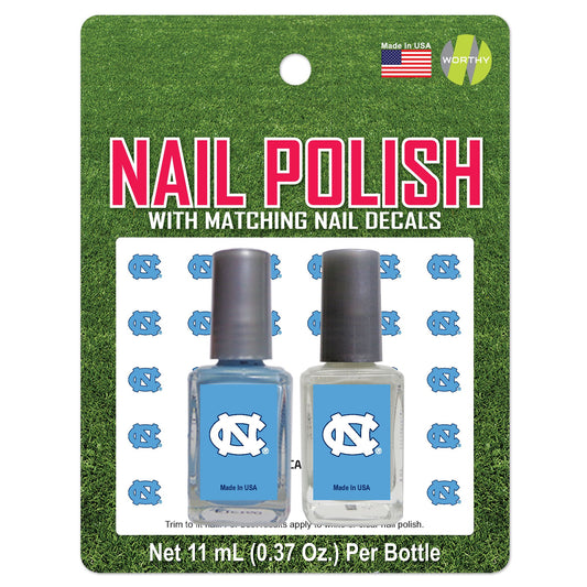 UNC Tar Heels Nail Polish and Manicure Stickers Set