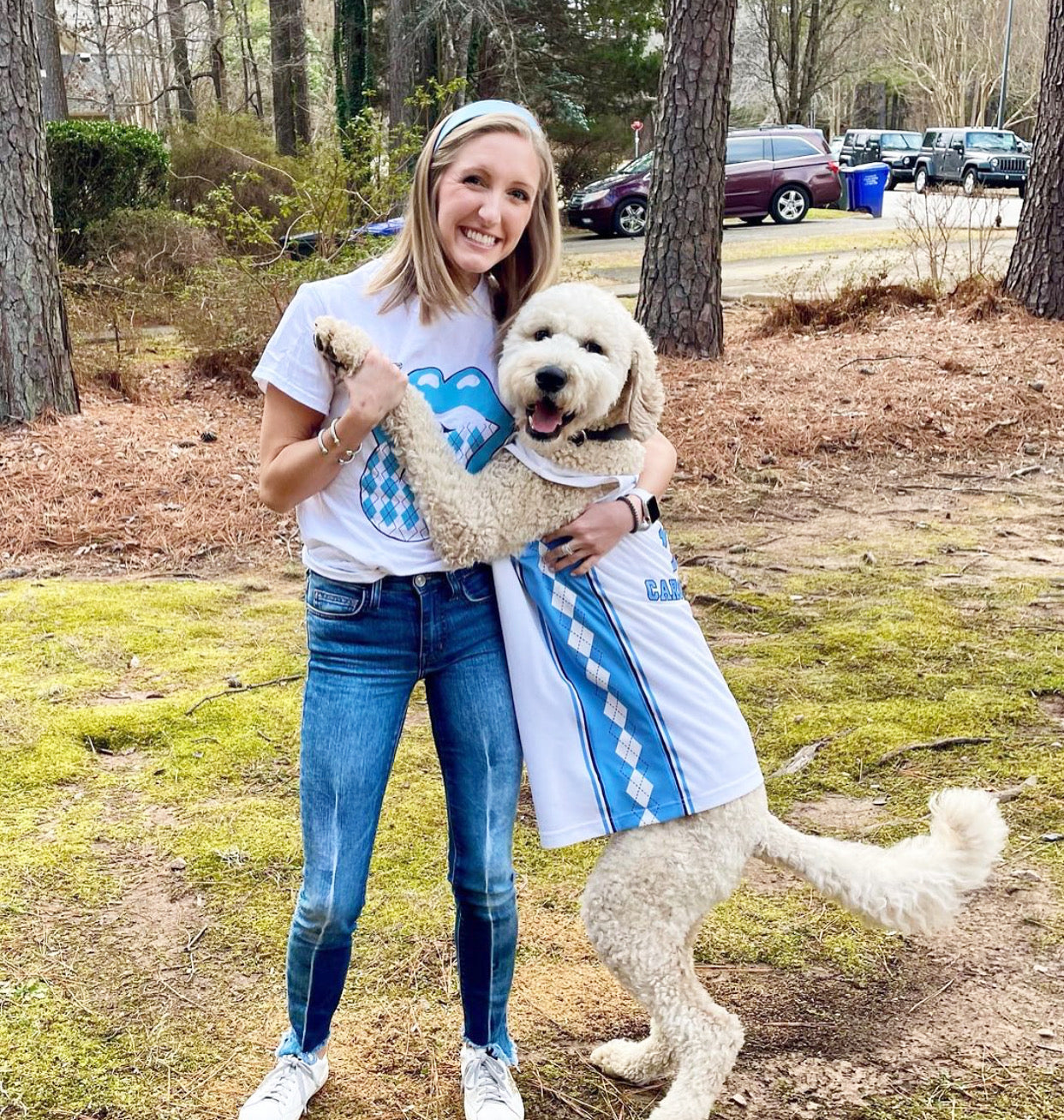 Carolina Blue Lips and Argyle Tongue T-Shirt Rolling Stones