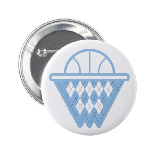 Argyle UNC Basketball Button Pin by Shrunken Head Brand