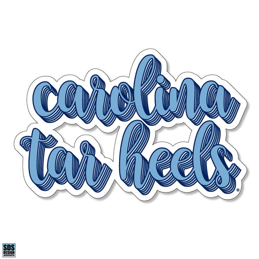 Carolina Tar Heels Shadow Script Decal Sticker 3 Inches
