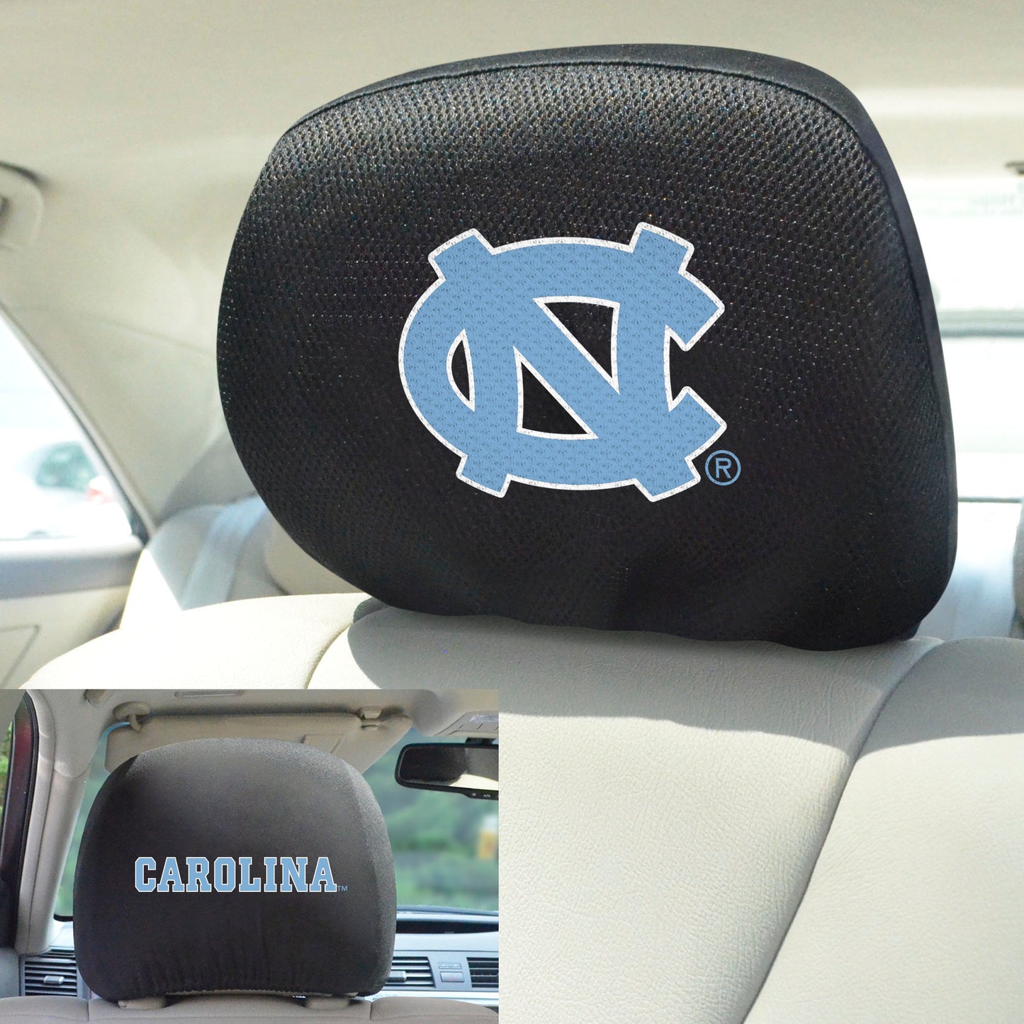 North Carolina Tar Heels Head Rest Cover with NC Logo & Wordmark by Fanmats