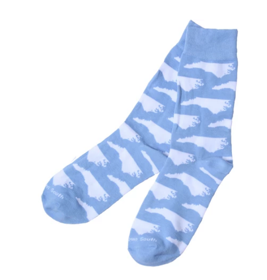 North Carolina Socks in Carolina Blue - Main View - Barrel Down South