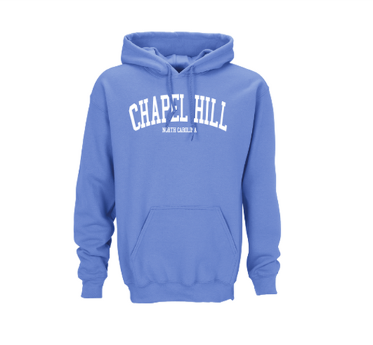 Chapel Hill North Carolina Adult Hoodie in Carolina Blue
