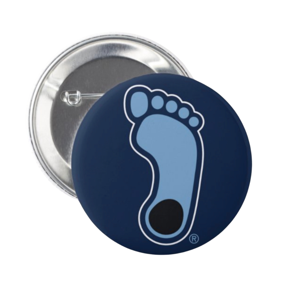 Tar Heels Foot Logo Button Pin in Navy and Carolina Blue