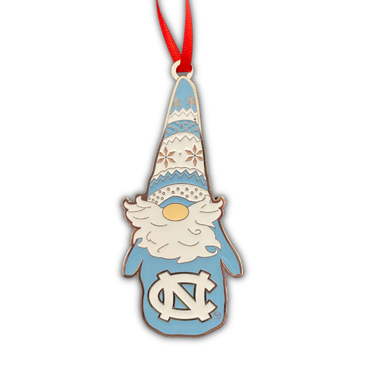 UNC Tar Heels Christmas Gnome Metal Ornament