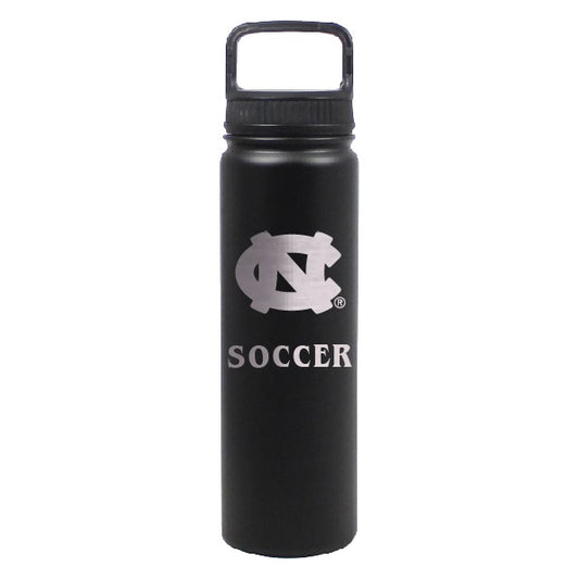 UNC Soccer Water Bottle Stainless Steel Black 24 oz