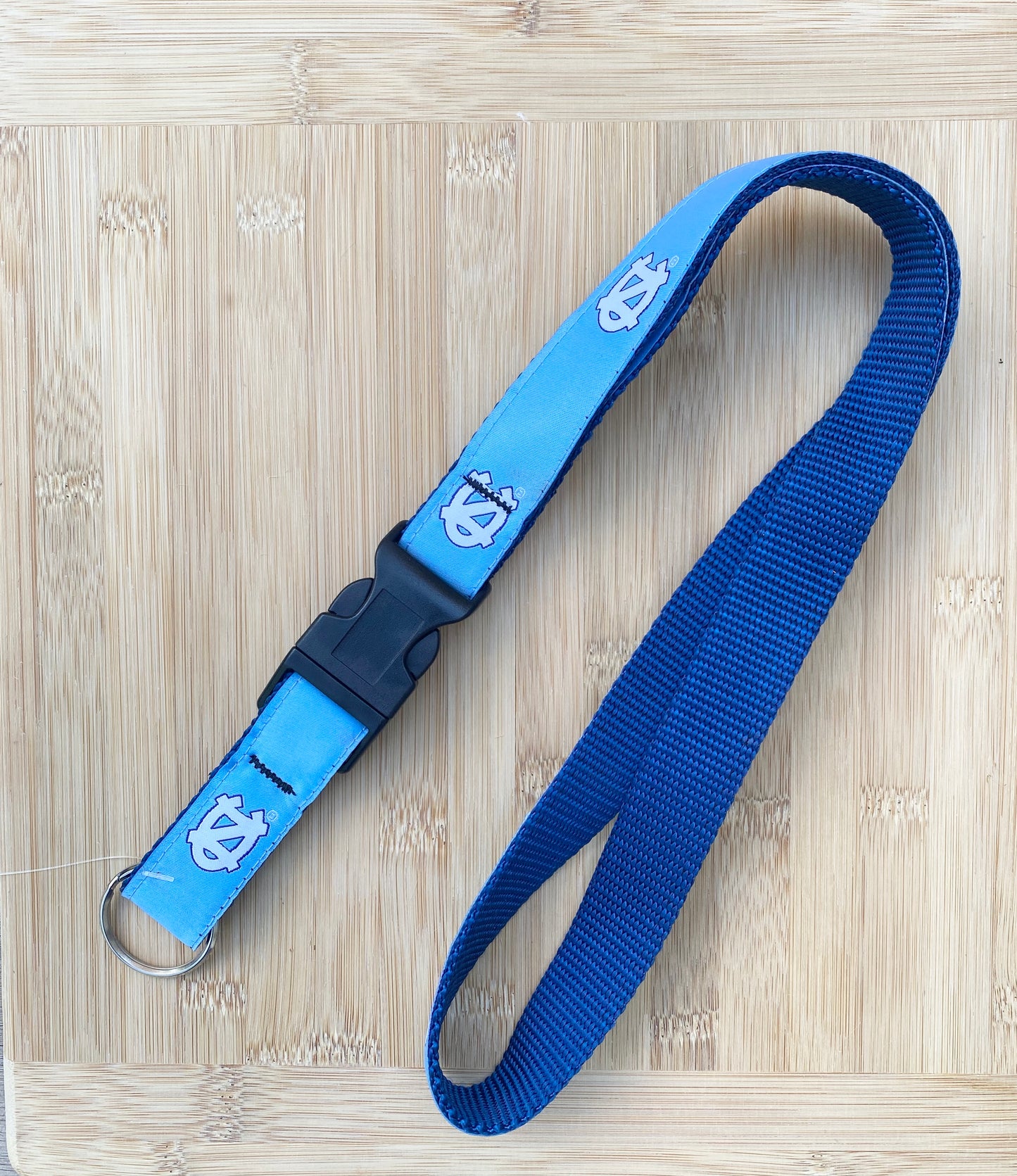 UNC Lanyard with Keychain Release Clip in Carolina Blue Embroidery