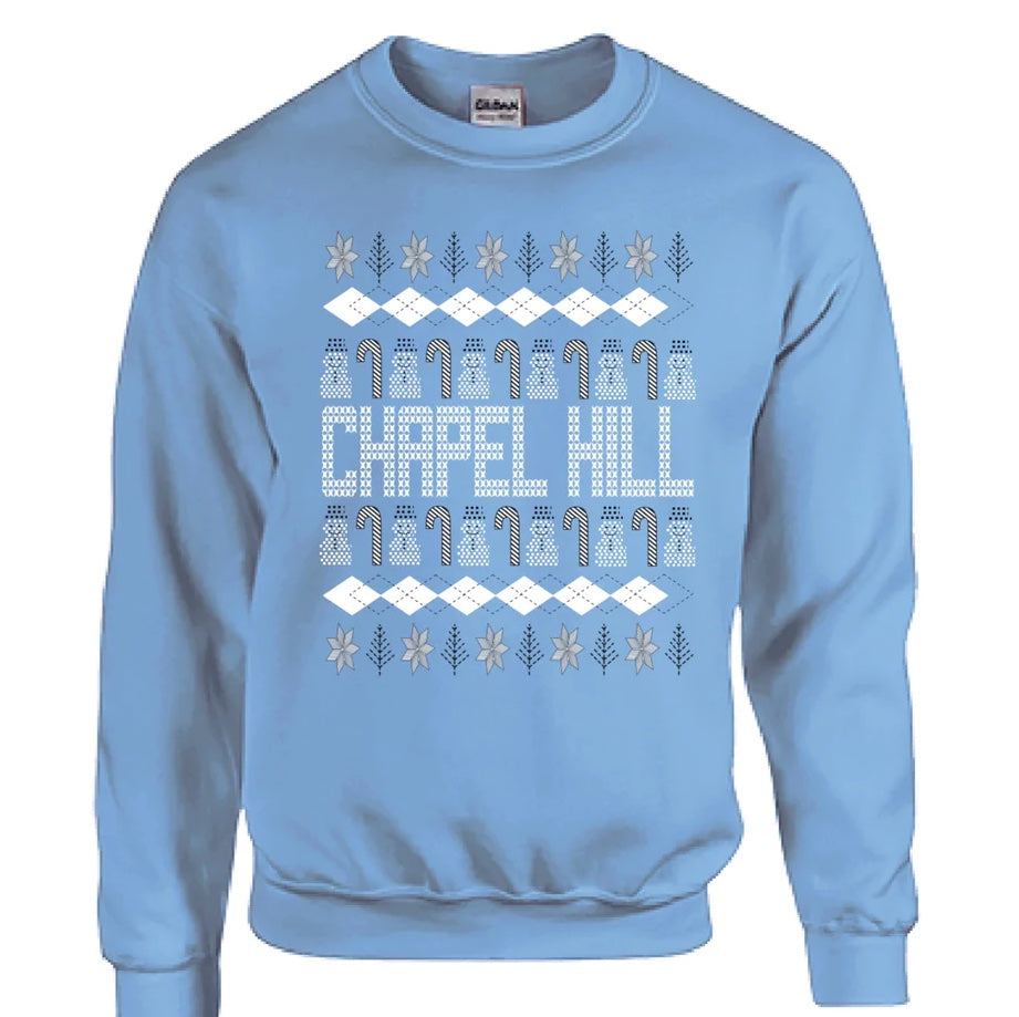 Chapel Hill North Carolina Ugly Christmas Crewneck Sweatshirt by Shrunken Head