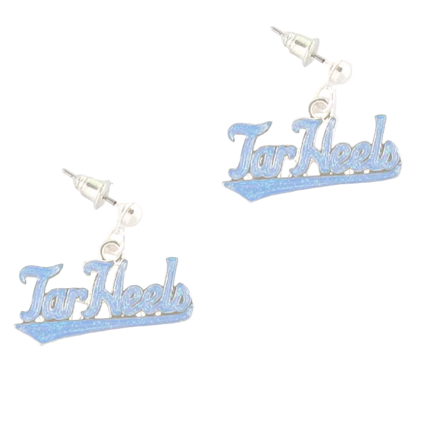 Tar Heels Logo Earrings in Carolina Blue Crystals