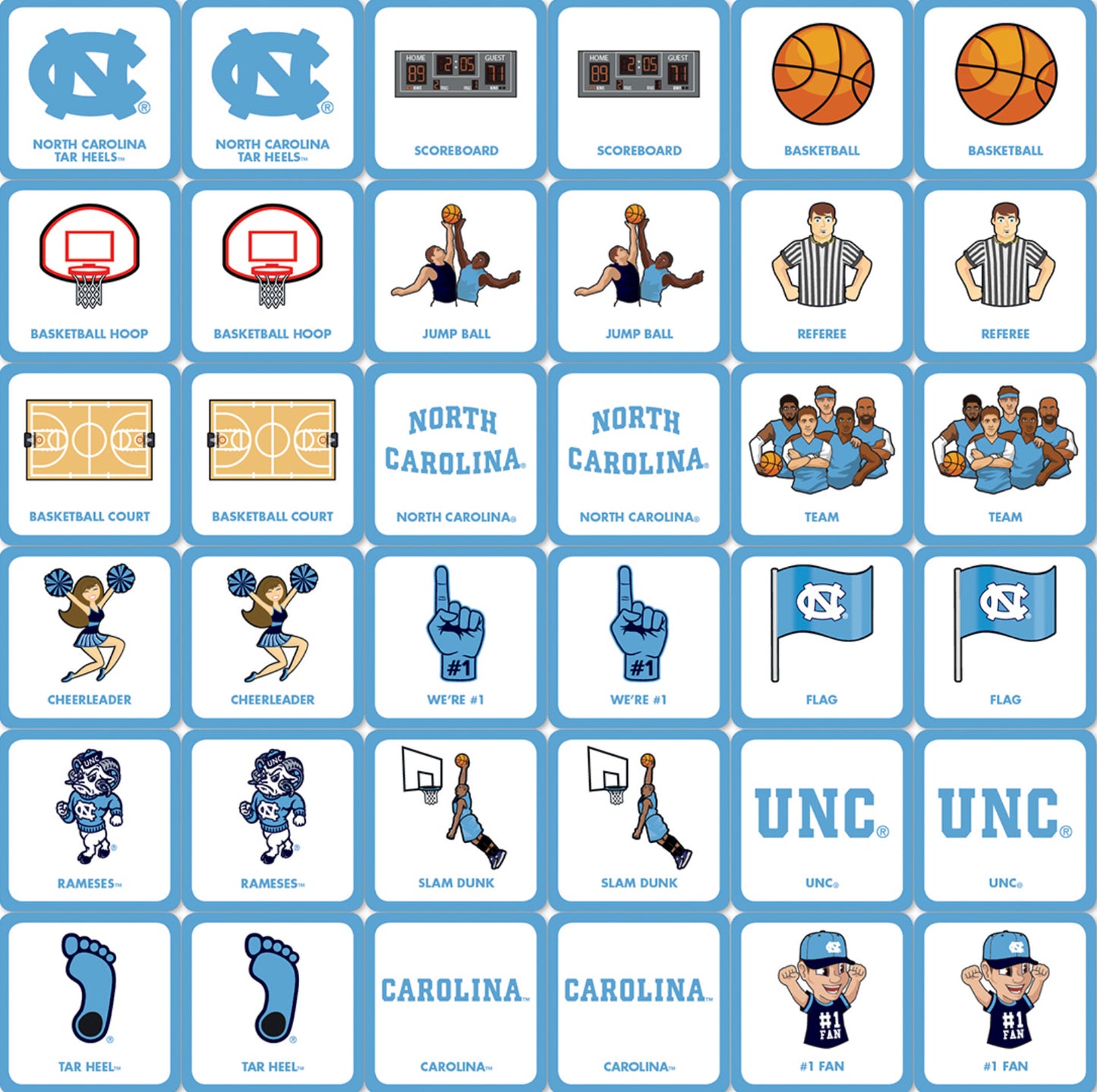 Carolina Basketball Matching Card Game