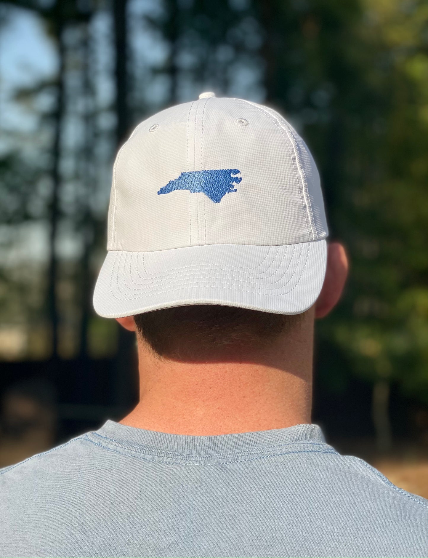 Carolina Blue North Carolina Silhouette Hat in White