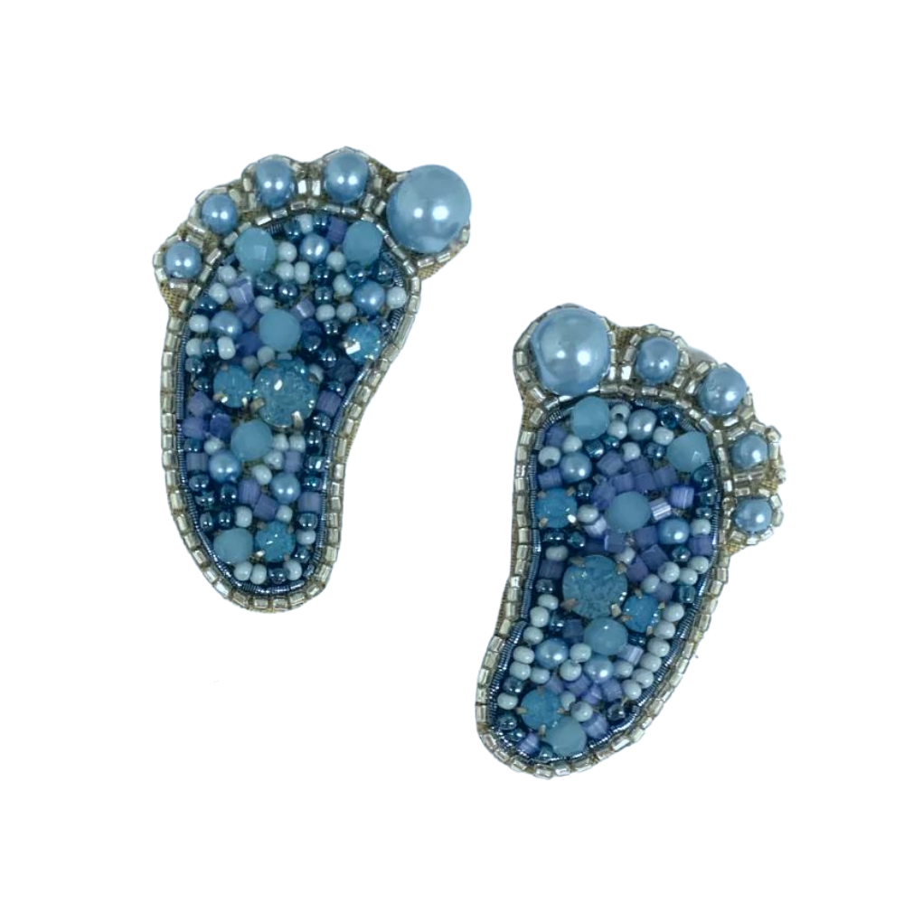 Carolina Blue Beaded Foot Earrings by Allie Beads