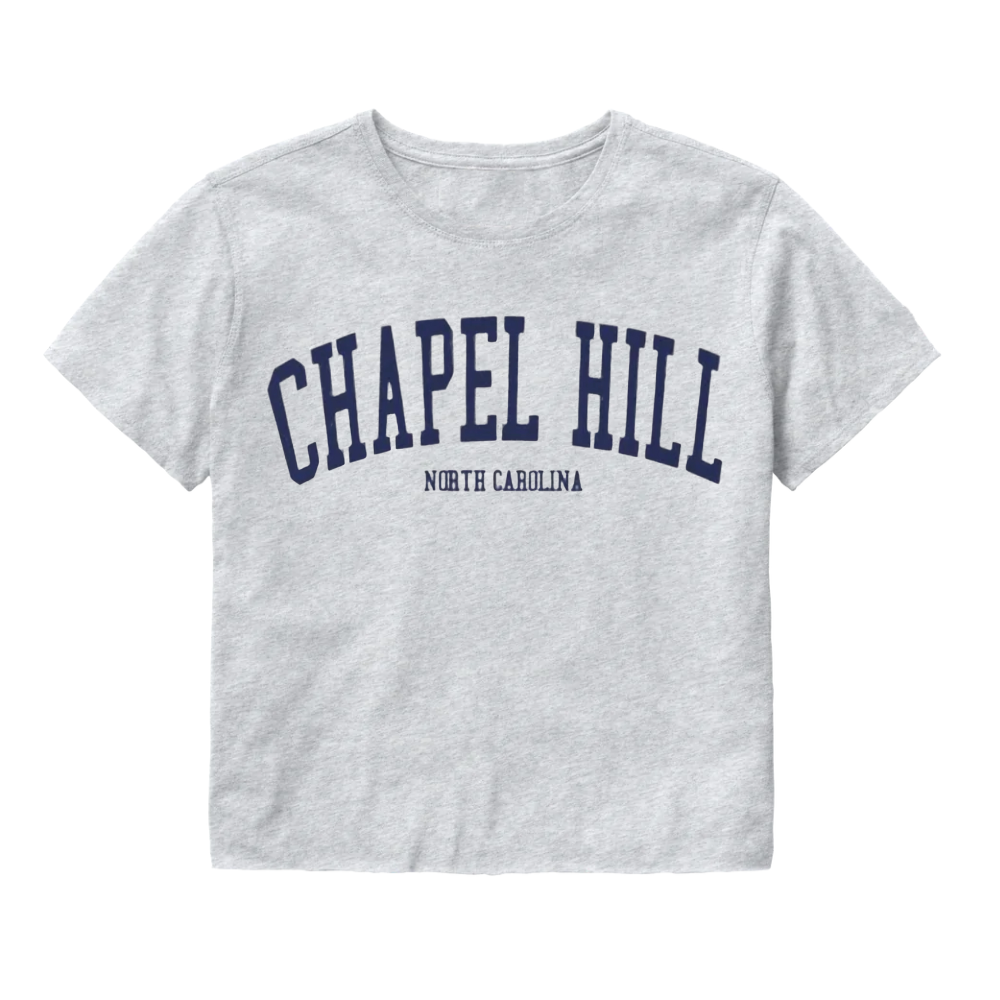 Chapel Hill North Carolina Ash Grey Crop Top from Shrunken Head