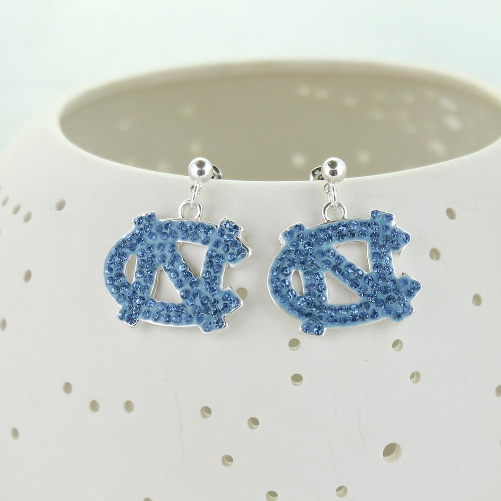 North Carolina Tar Heels Crystal Logo Earrings