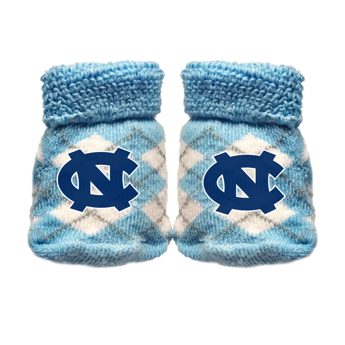 North Carolina Tar Heels Argyle Baby Sock Booties with Logo