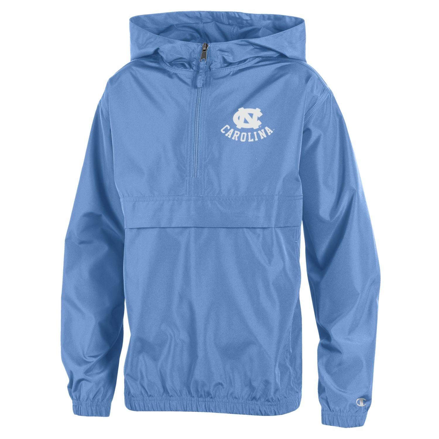 Carolina Blue Packable UNC Rain Jacket by Champion Shrunken Head