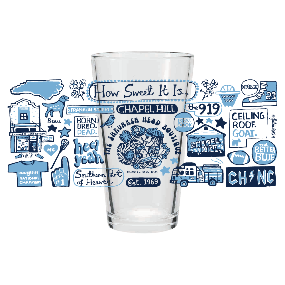 Chapel Hill SHB 16 oz Pint Glass by Julia Gash