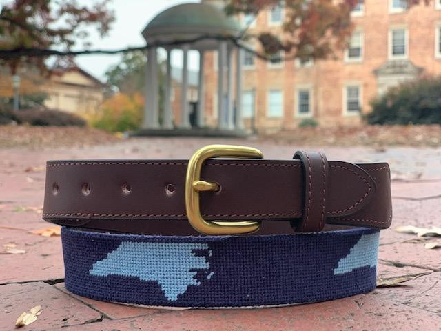 Navy with Carolina Blue North Carolina State Needle point Men’s Belt