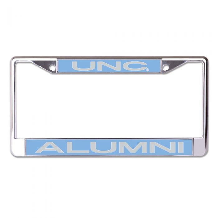 UNC Alumni License Plate Frame in North Carolina Blue and Silver