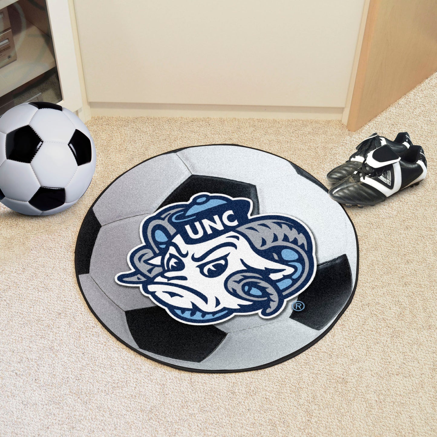 North Carolina Tar Heels Soccer Ball Mat with Ram Logo by Fanmats