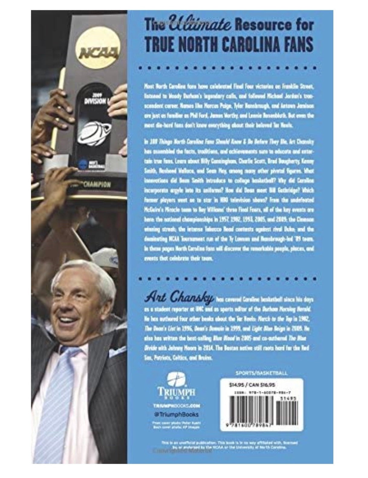 "100 Things North Carolina Fans Should Know & Do Before They Die" Book by Art Chansky