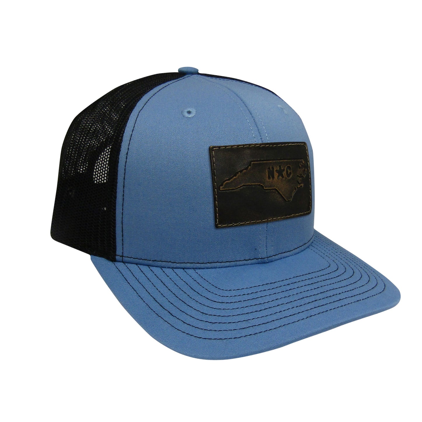 North Carolina Blue Richardson Hat with Leather Patch and Mesh Snapback