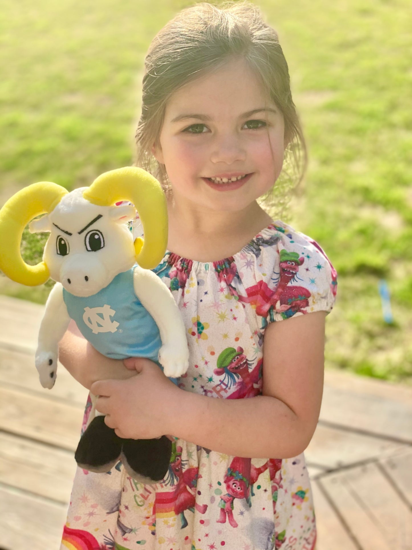 UNC Rameses Stuffed Animal Plush Mascot in Basketball Uniform