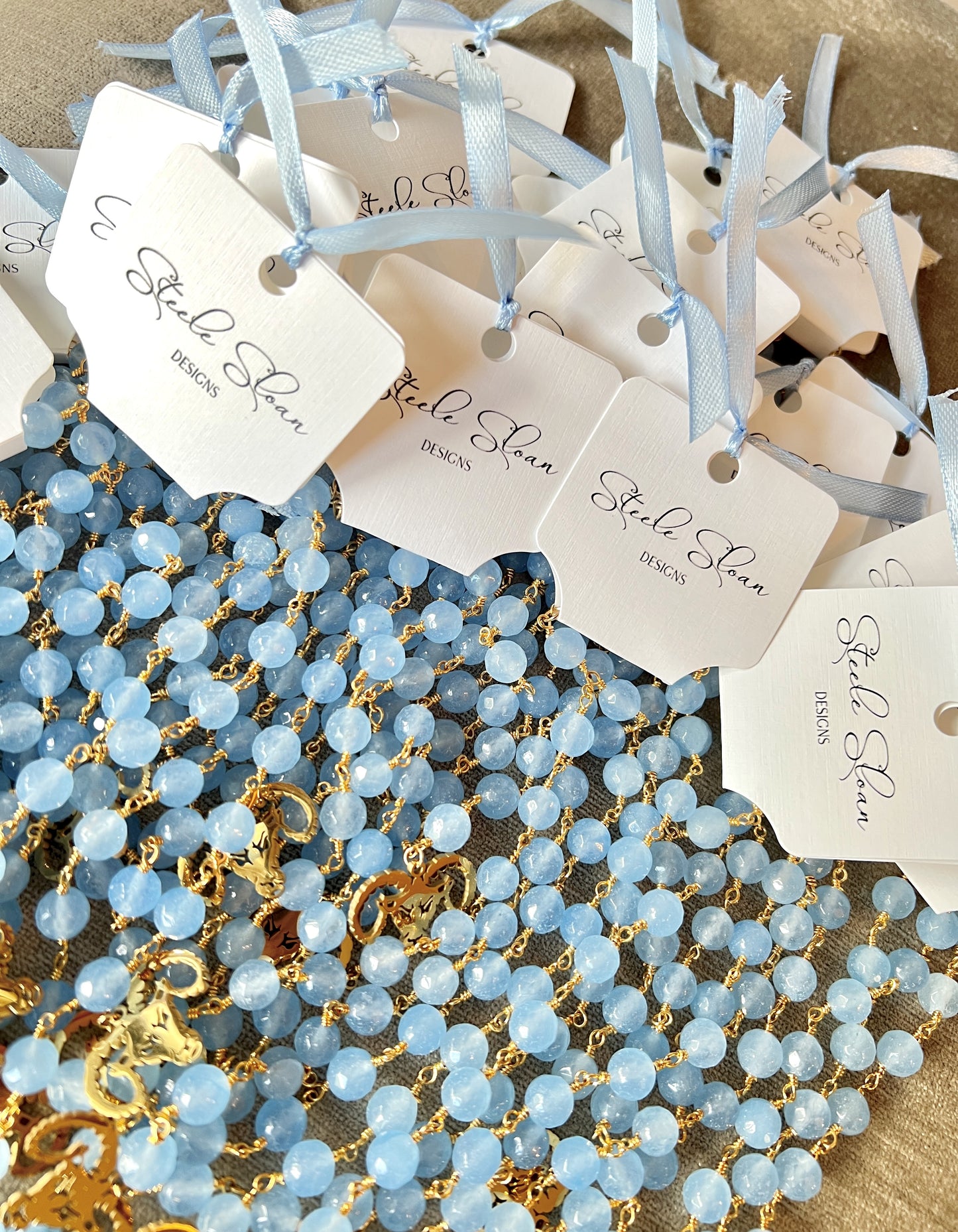 North Carolina Tar Heels Gold Rameses Necklace with Blue Beads
