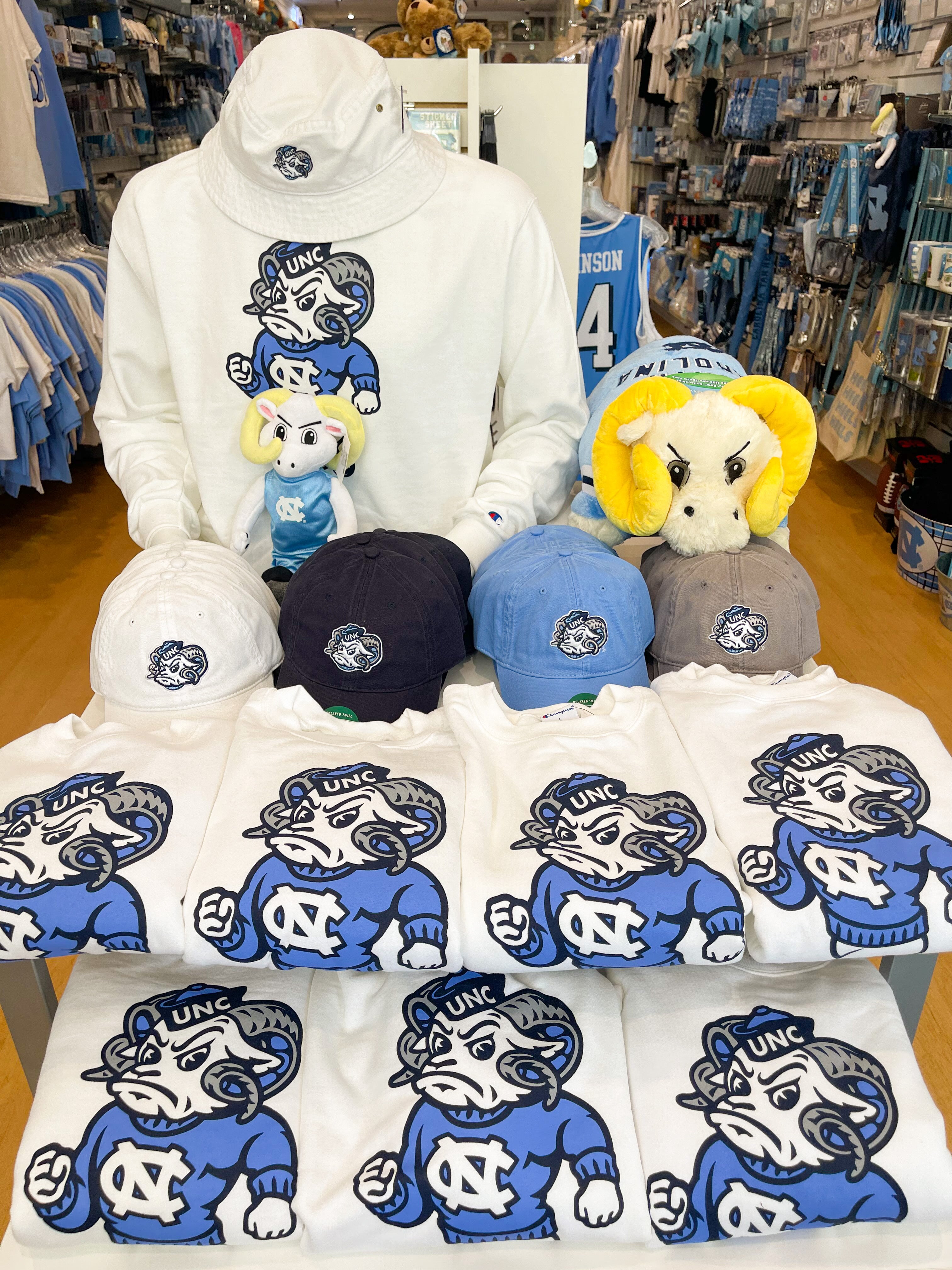 UNC Strutting Ram Champion Crewneck in White