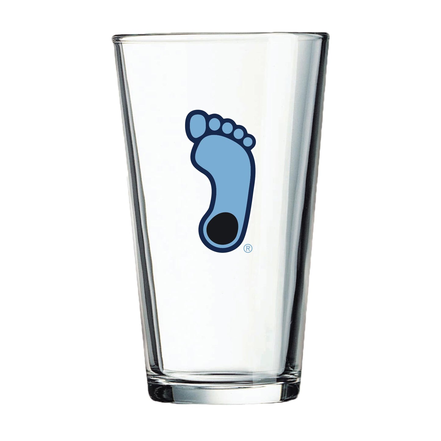 UNC Tar Heels Foot Logo Pint Glass Classic North Carolina 16 oz