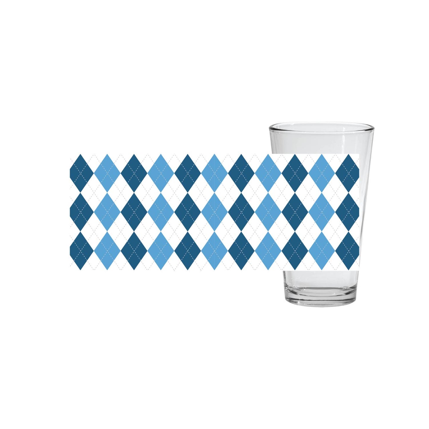 Carolina Blue Argyle Pint Glass 16 oz