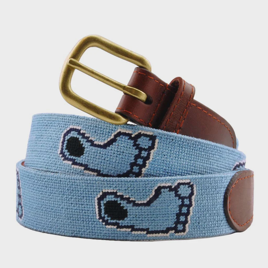 North Carolina Tar Heels Men's Belt in Light Blue Needlepoint by Smathers and Branson