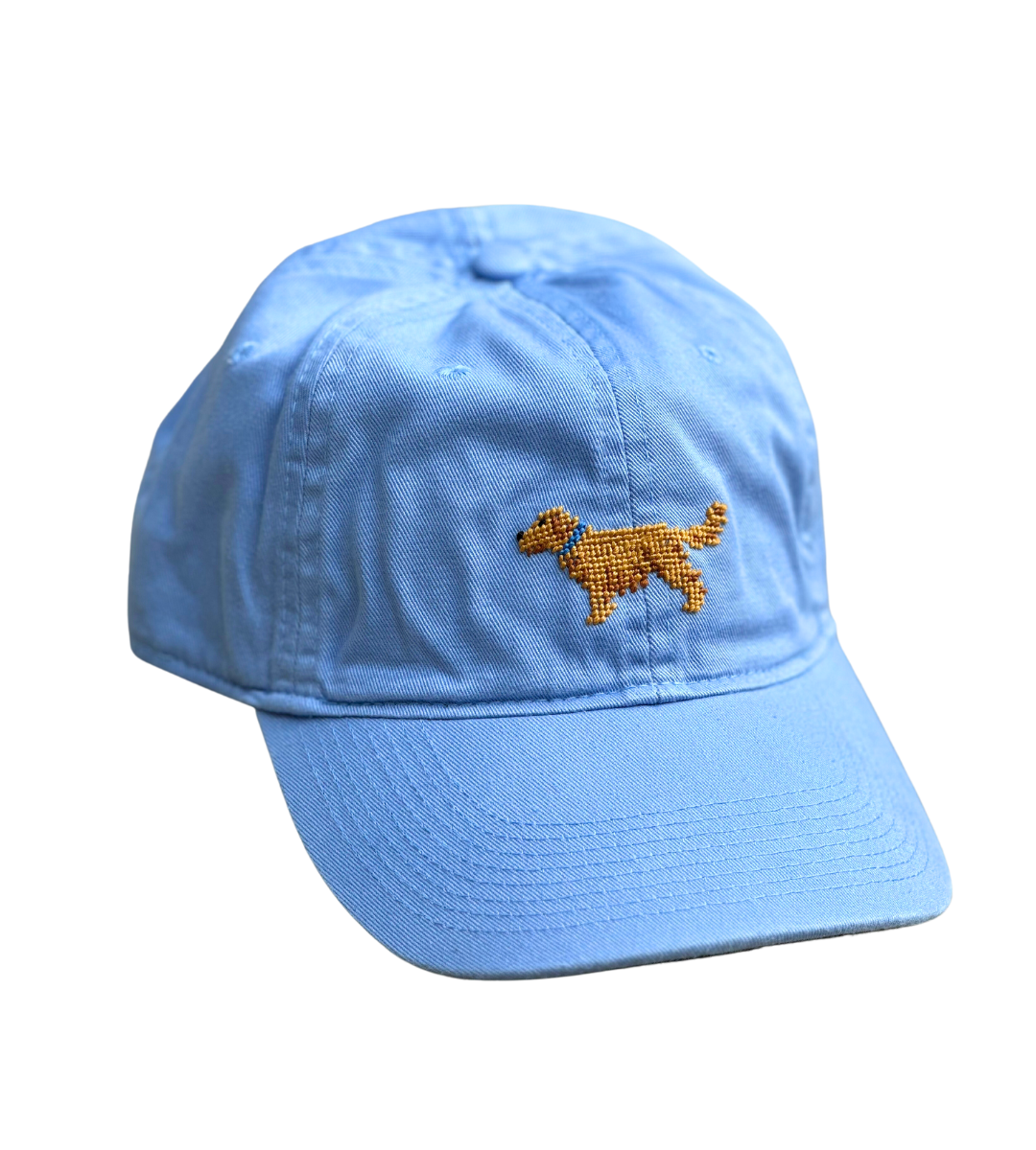 Carolina Blue Golden Retriever Needlepoint Hat by Smathers and Branson