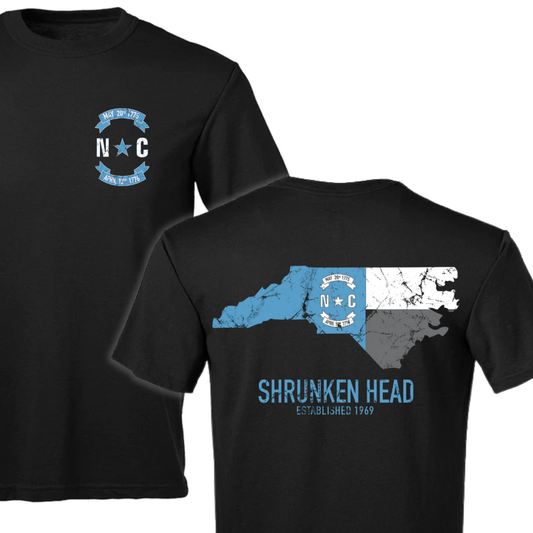 North Carolina Flag Dry Fit T-Shirt in Black by Shrunken Head