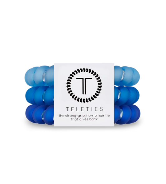 TELETIES Cobalt Blue Mixed 5 Pack Hair Ties Large