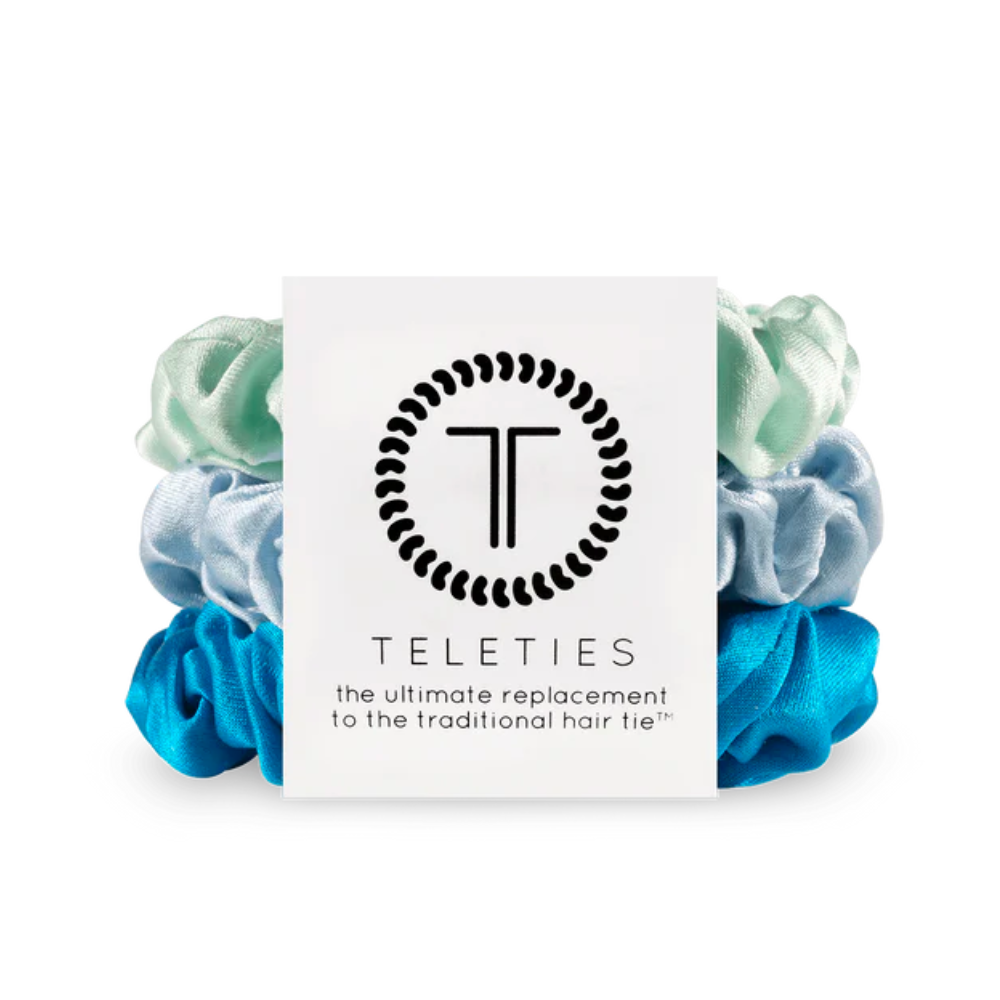 Large Silk Scrunchies 3 Pack by Teleties - Blue My Mind