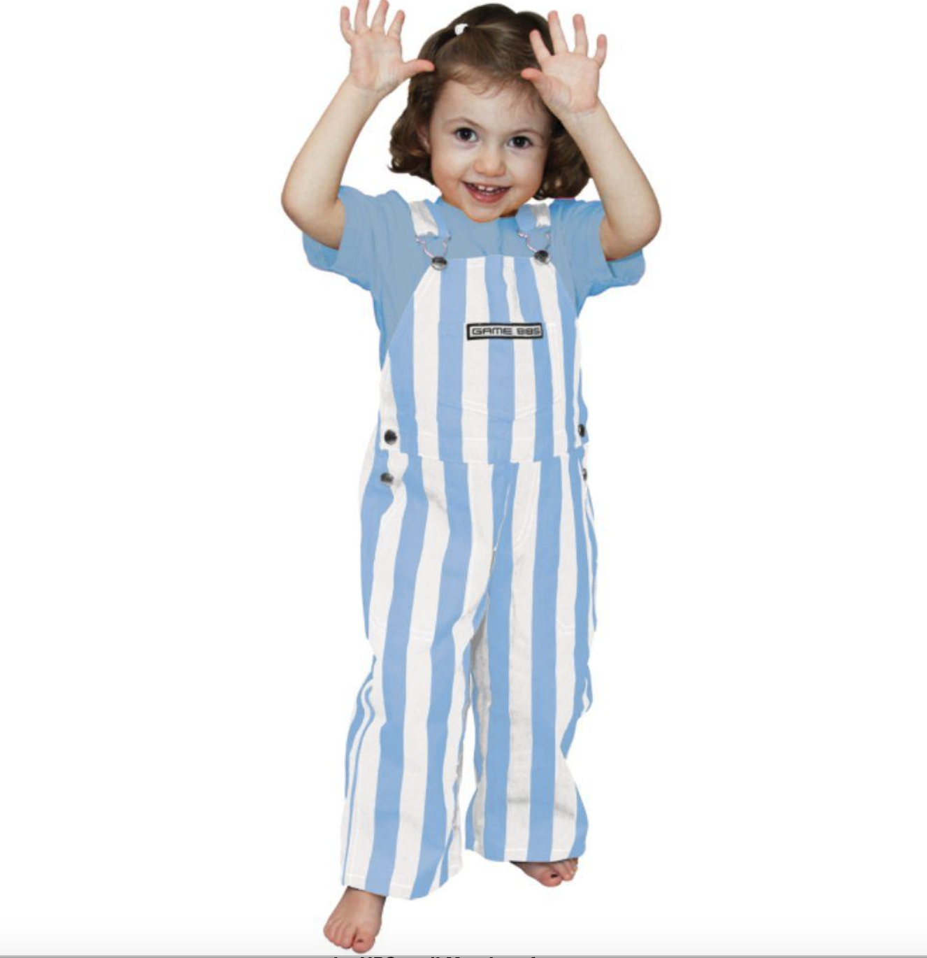 Carolina Blue and White Striped Overalls for Kids Game Day Bibs