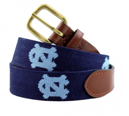 North Carolina Tar Heels Men's Belt Needlepoint in Navy by Smathers and Branson