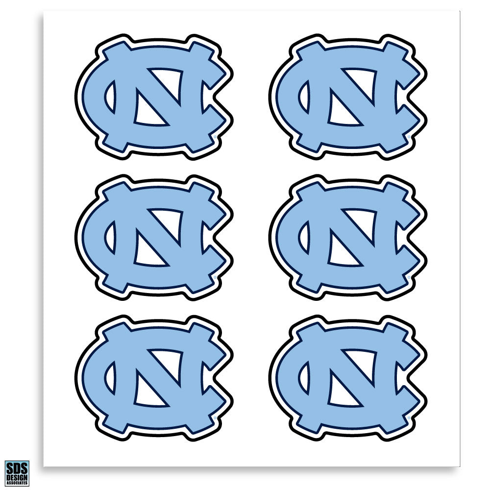 North Carolina Tar Heels Interlock Logo UNC Decal Sticker - 6 Pack