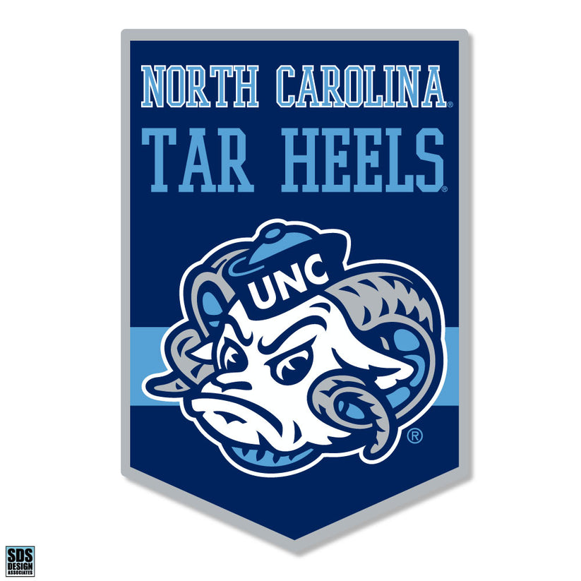 North Carolina Tar Heels Ram Banner Decal Sticker – Shrunken Head