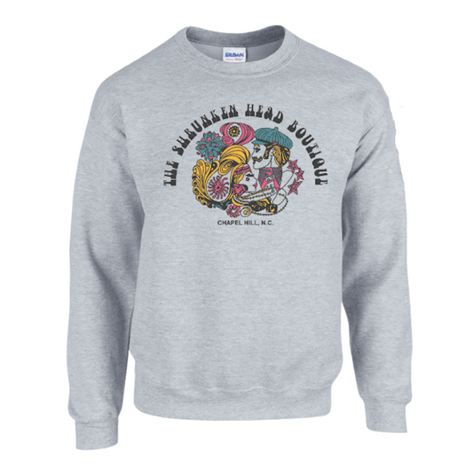 Shrunken Head Logo Crewneck Sweatshirt in Sport Grey