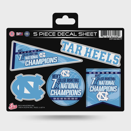 North Carolina Tar Heels Basketball Champions 5-Piece Sticker Sheet