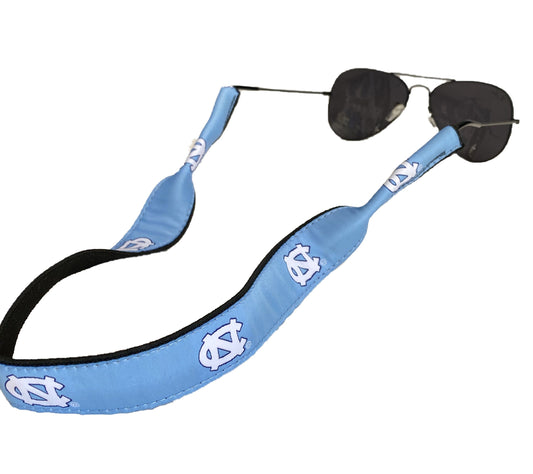 UNC Sunglasses Strap in Carolina Blue with North Carolina Logos Embroidered