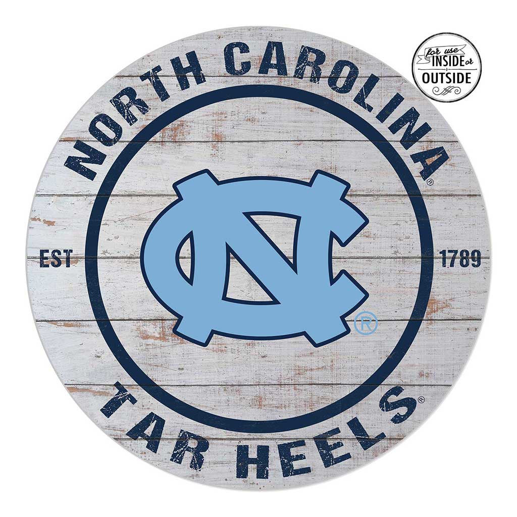 North Carolina Tar Heels Circular Wall Decor Wooden Sign 20” x 20”