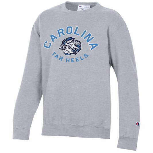 North Carolina Tar Heels Kid's Crewneck Sweatshirt in Grey