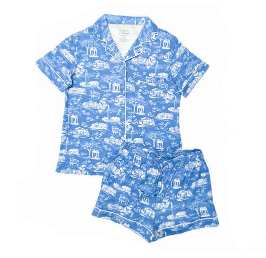 Tar Heel Toile Pajamas Set in Carolina Blue