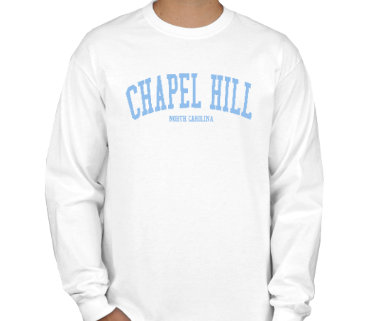 Chapel Hill Long Sleeve T-shirt in White - Main View - Shrunken Head